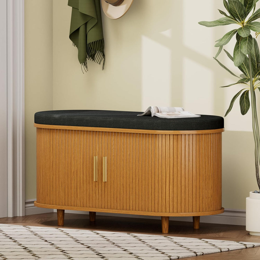 DHH 2-Tier Storage Bench,Wide Shoe Bench with Thickened Padded Seat Cushion, ...