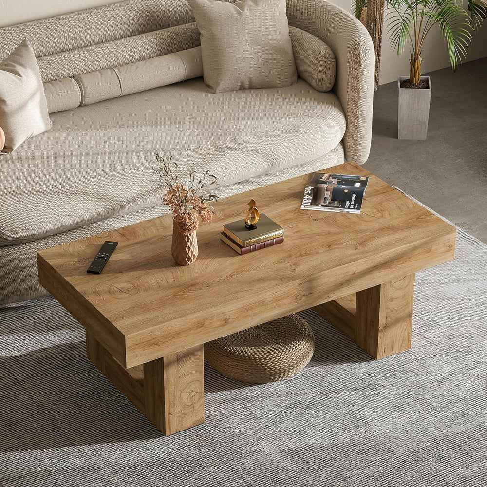 Rectangular Coffee Table, Heavy Duty Center Tables with Annual Ring Pattern, ...