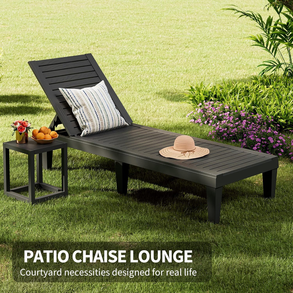 Patio Lounge Chairs Outdoor, Patio Chaise Lounges with Adjustable 5-Position ...
