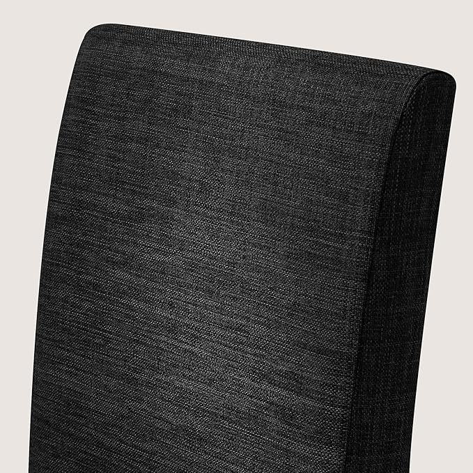 CHUN YI Upholstered Dining Chairs Set of 2, Fabric Dining Room Chairs with Solid Wood Legs, Modern Parson Chairs for Kitchen, Restaurant, Hotel, Black