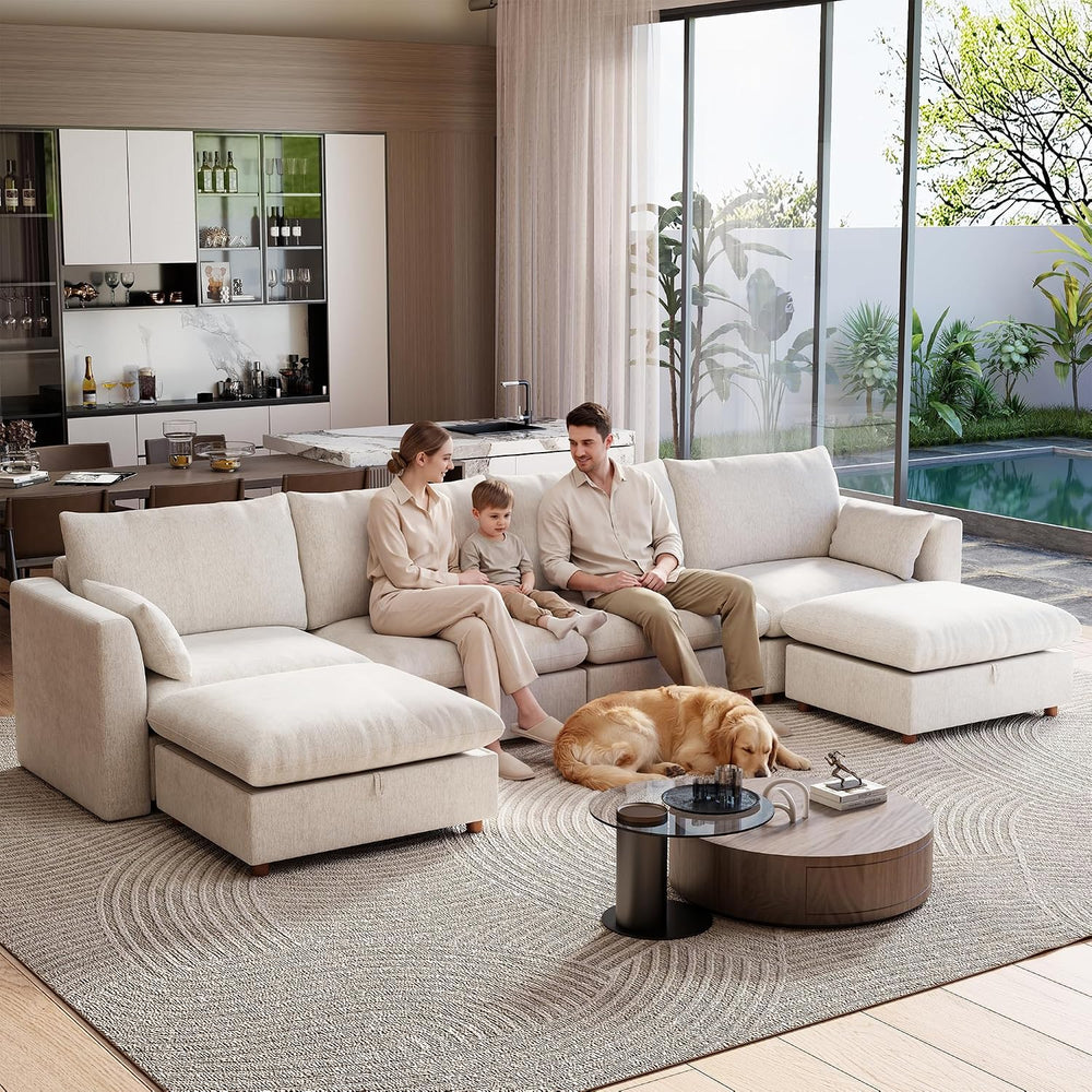 Ihanherry 152" Oversized Modular Sectional Sofa, Modern U Shaped Cloud C...