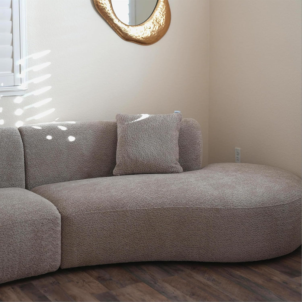 Acanva Modern Curved Sectional Living Room Couch, Minimalist Comfy Boucle Fab...