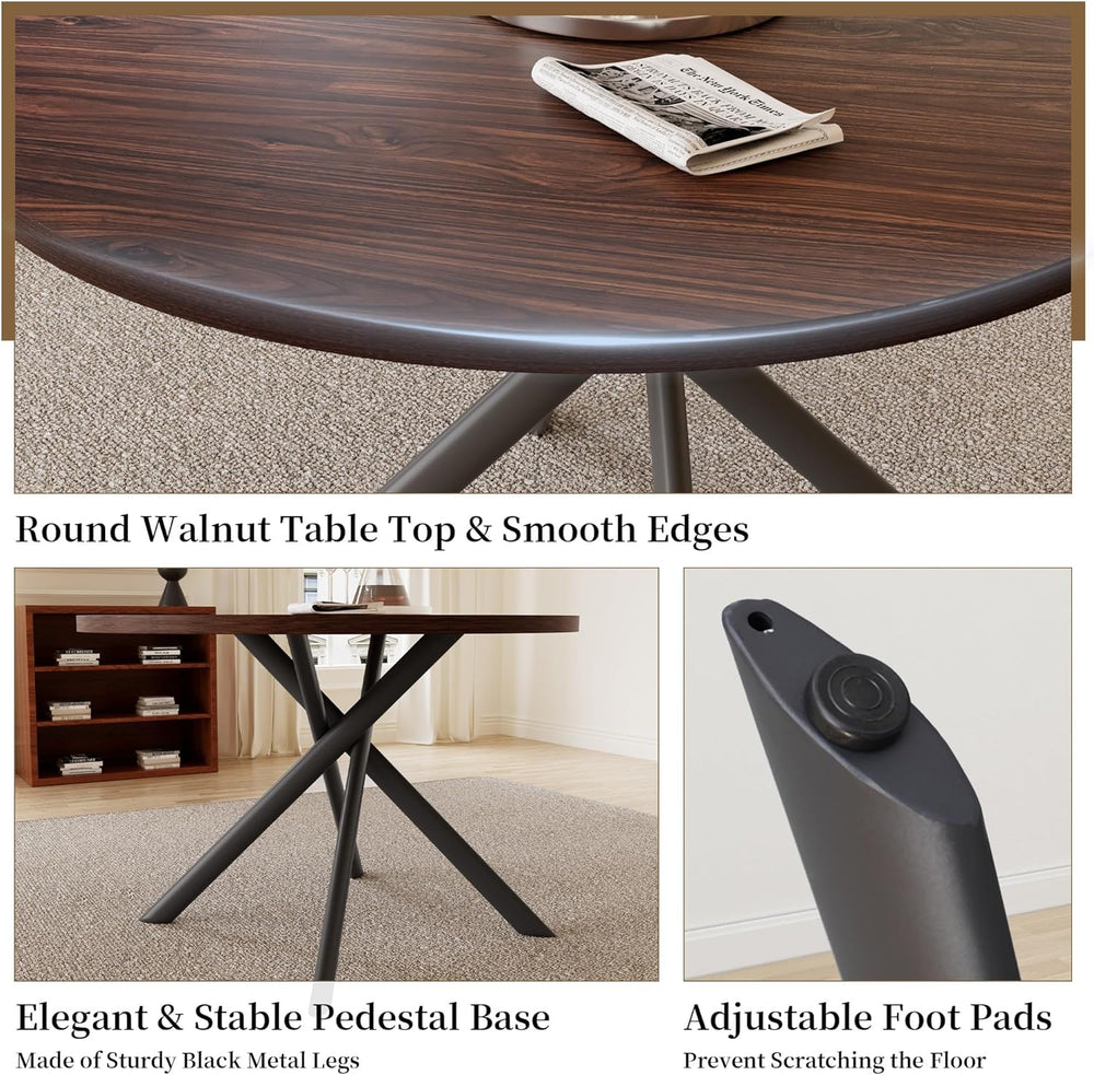 HIPIHOM 45.3 Inch Round Dining Table Set for 4, Mid Century Modern MDF Coffee...