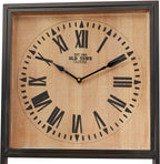Deco 79 Wood 3 Shelves Wall Shelf with Clock, 16" x 10" x 72", Brown