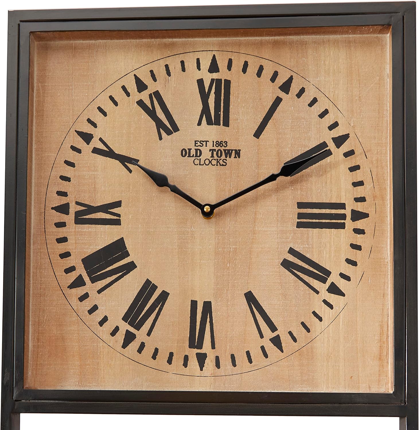 Deco 79 Wood 3 Shelves Wall Shelf with Clock, 16" x 10" x 72", Brown