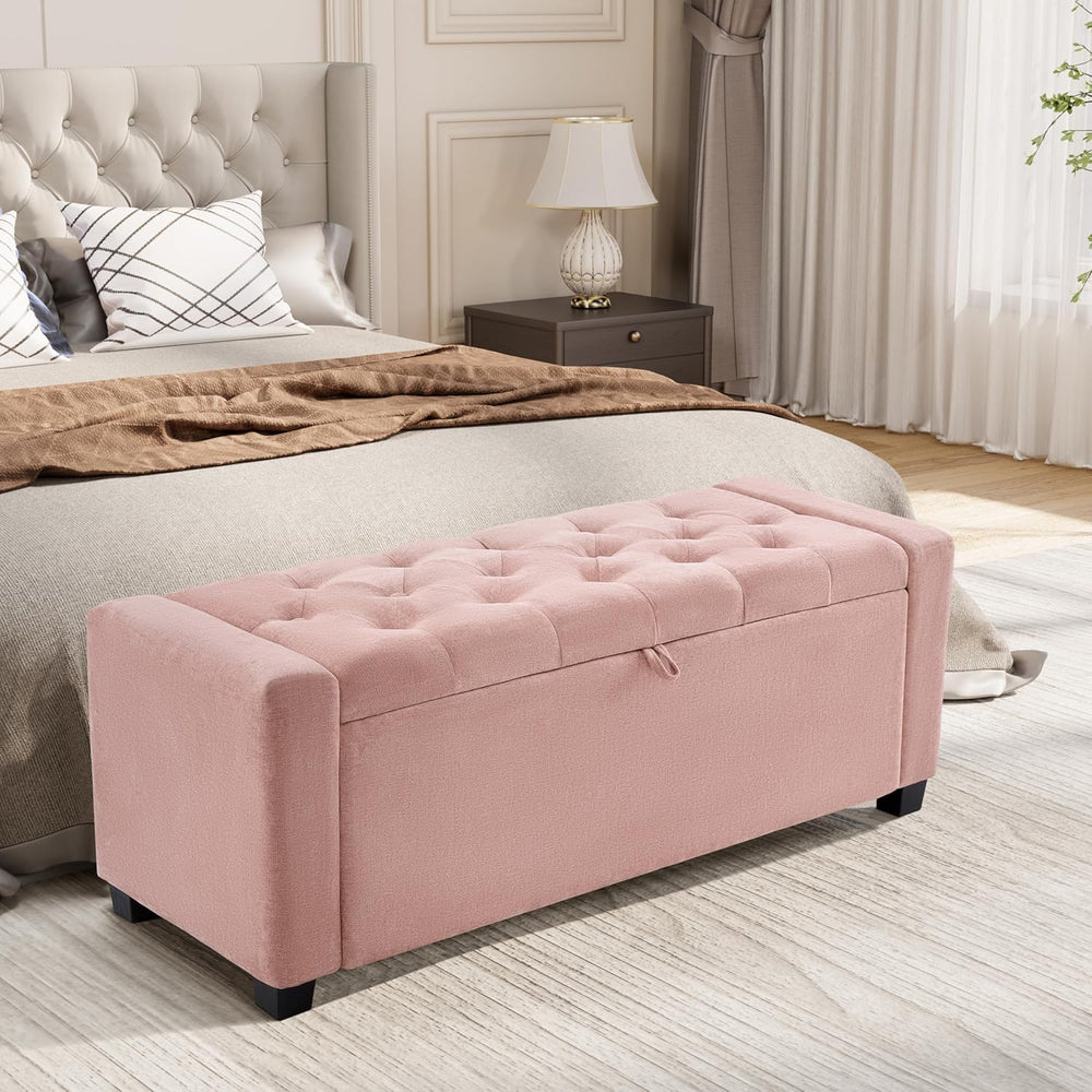 Royal Windsor Ottoman with Storage,Tufted Storage Bench with Safety Hinge,Hol...