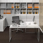 SHW Mission 55 x 60 Inches L-Shape Home Office Computer Desk, White