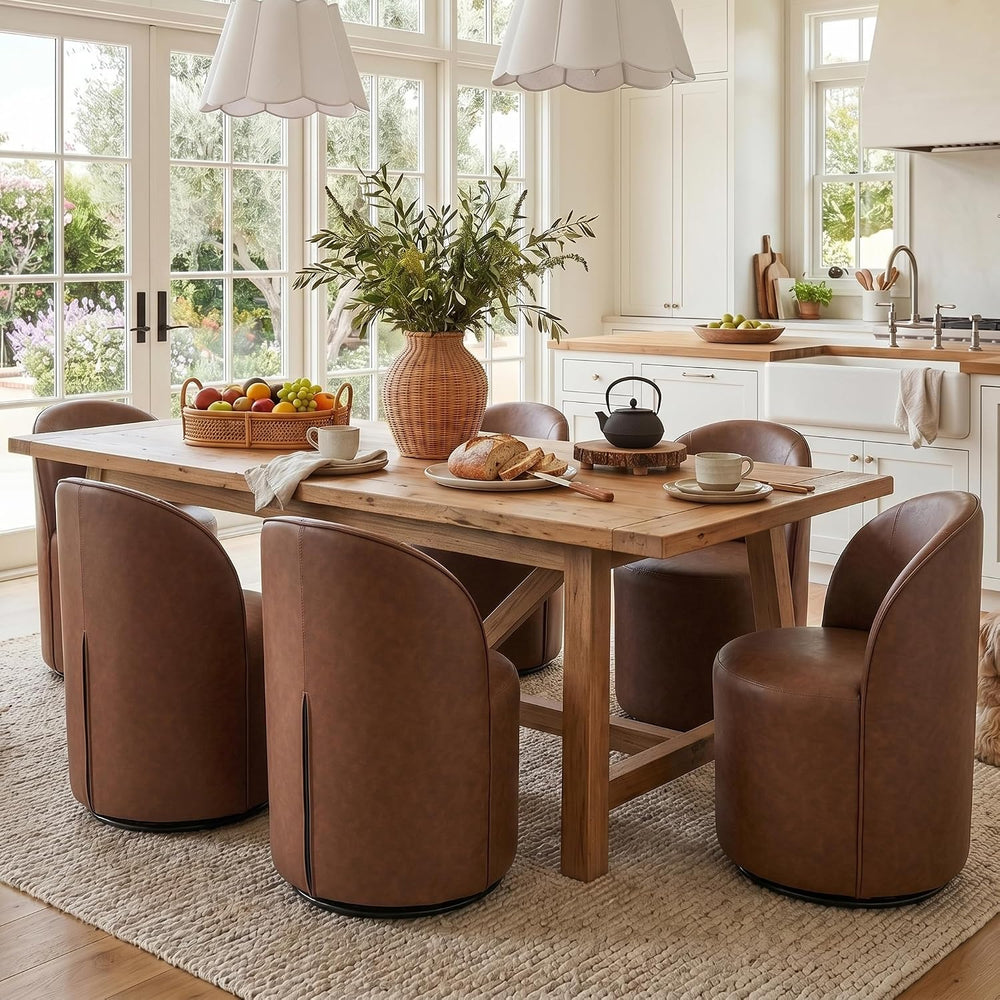 HNY Upholstered Kitchen & Dining Room Barrel Chairs Set of 2, Mid Century...