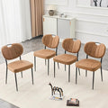 Modern Dining Chairs Set of 4, Brown Dining Chairs for Dining Room and Kitchen,Brown Suede Fabric,Dinning Chair, Precision Stitching, Top Handle, 3.54" Thick Cushion Seat, Metal Legs