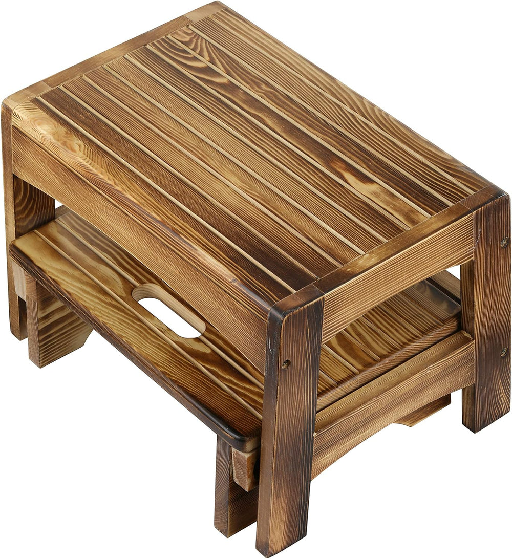 URFORESTIC Handcrafted Solid Wood Bed Step Stool-Foot Stool Kitchen Stools Be...