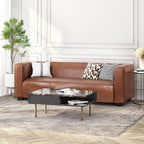 Merax Mid Century Modern 3 Seater Sofa with Birch Wood Legs, 80" Wide Smooth Upholstered Couch for Living Room, Apartment, Light Brown
