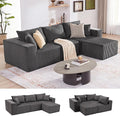 107.4" Cloud Couch Sectional, Modular Sofa with Deep Seat, Plush Corduroy L Shaped Boneless Couch, Convertible Sectional Couches for Living Room, 4Seat, Darkgrey