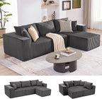 107.4" Cloud Couch Sectional, Modular Sofa with Deep Seat, Plush Corduroy L Shaped Boneless Couch, Convertible Sectional Couches for Living Room, 4Seat, Darkgrey