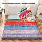 MAXYOYO Mattress Cover for Traditional Japanese Futon Mattress | Futon Floor Mats Cover with Zipper, Super Soft and Machine Washable, Boho Style, Twin