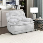 Lexicon Manual Glider Recliner Chair, Corduroy Manual Tab Pull Reclining Chair with Pillow Top Arms, Plush Cushions, Cozy Theater-Style Accent for Living Room/Bedroom, Easy Assembly, Gray