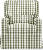 Namesake Crawford Glider Recliner, Green Gingham | 360° Swivel Ultra Cozy Glider Rocker for Feeding & Relaxing w/ Lumbar Pillow - GREENGUARD Certified - For Nursery/Living Room