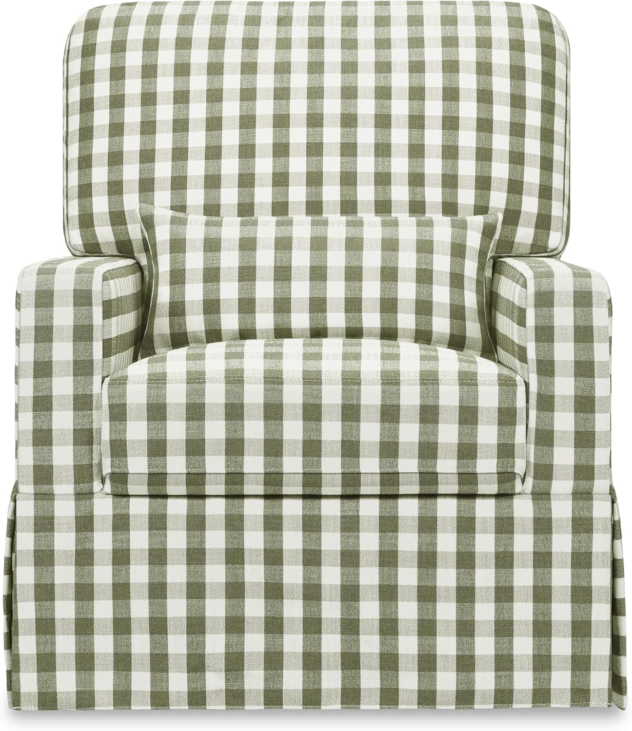 Namesake Crawford Glider Recliner, Green Gingham | 360° Swivel Ultra Cozy Glider Rocker for Feeding & Relaxing w/ Lumbar Pillow - GREENGUARD Certified - For Nursery/Living Room