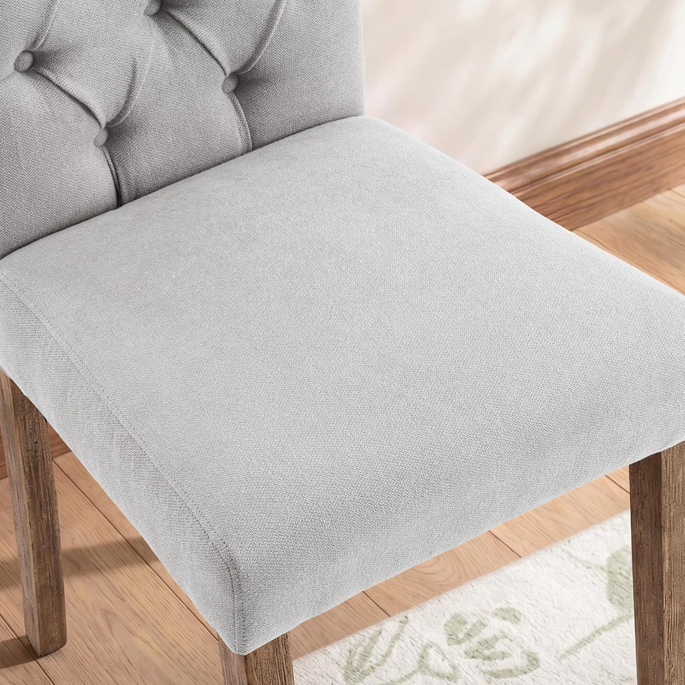Tufted Upholstered Parsons Dining Chair Set Fabric Diner Accent Stylish Moder...