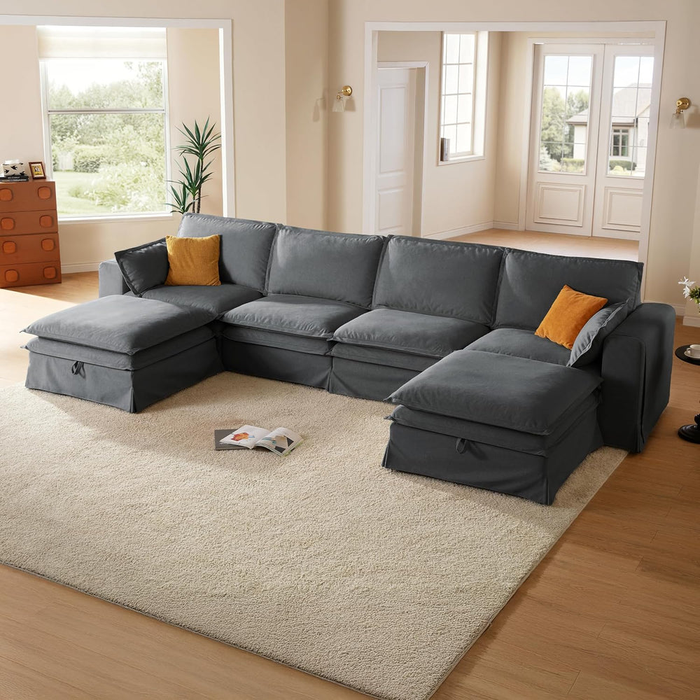 162" Washable Oversized Modular Sectional Sofa Couches for Living Room,G...