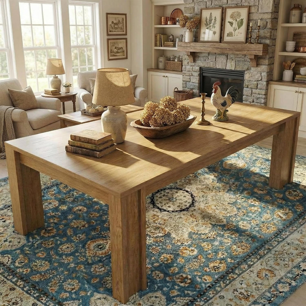 GarveeHome 71" Long Dining Table for 6-8, Farmhouse Rectangular Wood Kit...