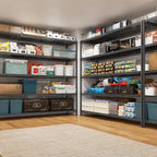 REIBII 85.7"H Garage Shelving 2998LBS Storage Shelves with Wheels&Feet,5 Tier Garage Shelves Heavy Duty Adjustable Wire Shelving for Basement Commercial Industrial Pantry, 85.7"H X 55.5"W X 24.2"D