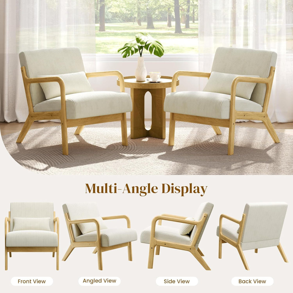Yaheetech Accent Chair for Living Room, Corduroy Mid Century Modern Reading A...