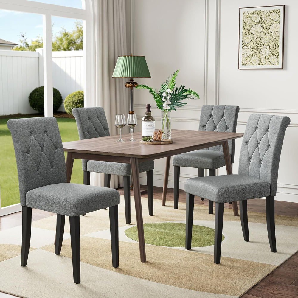 Welzona Upholstered Dining Chairs Set of 4, Button Tufted Parsons Dining Chai...