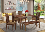 East West Furniture CAIP6-MAH-C 6 Piece Modern Dining Table Set Contains a Rectangle Wooden Table and 4 Linen Fabric Upholstered Chairs with a Bench, 36x60 Inch, Mahogany