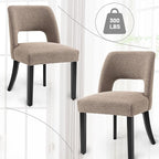 VKNOW Wooden Dining Chairs Set of 2, Modern Fabric Upholstered Dining Room Chair Kitchen Chairs, Farmhouse Dinner Chair for Kitchen Dining Room, Brown-Black Legs