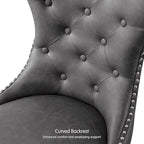SyMax Dining Chairs Set of 6, Faux Leather Parson Dining Room Chairs, High-End Tufted Kitchen Side Chairs for Bedroom, Living Room, Gray