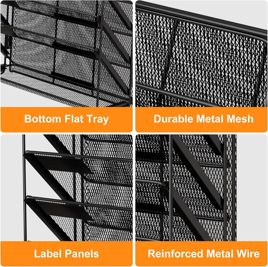 Kuntine.B Wall File Organizer (Black, 7 Tier)