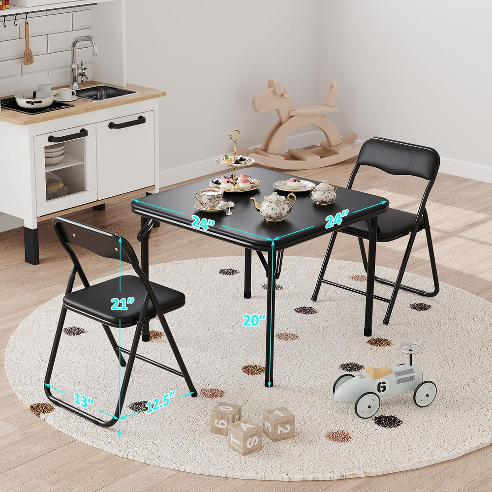 IDEALHOUSE Boys and Girls Folding Table and Chairs Set of 3, Portable Table a...