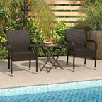 Yaheetech Set of 4 Stackable Outdoor Rattan Dining Chairs, All-Weather Armchair w/Armrests, Steel Frame for Garden, Patio, Deck, Yard, Poolside, Brown