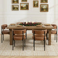 Faux Leather Dining Chairs Set of 6, Mid Century Modern Dining Room Chairs with Barrel Backrest, Upholstered Brown Kitchen Chairs for Dining Room, Restaurant