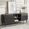 Mid Century Modern TV Stand for Televisions up to 70 Inches, with Sliding Doors and Storage, Television Stands, TV Consoles, Media Consoles for Living Room, 63 Inch (Black)