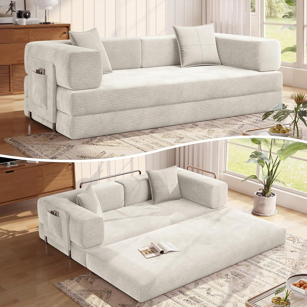 MoonSpeak 78.8'' Futon Sofa Bed, Couches for Living Room | Corduroy C...