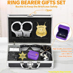 Ring Security Wedding Ring Bearer Aluminum Briefcase-Padded Slits Holder Ring Bearer Gifts Security Box for Proposal Ceremony Wedding Day,Security Badge Props for Boys Kids