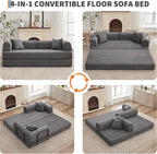 IDEALHOUSE 79" Convertible Futon Sofa Bed, Boneless Couch for Living Room | Folding Corduroy Sleeper Sofa, Modular Pull Out Couch with Pillows, Loveseat,No Assembly | Gray