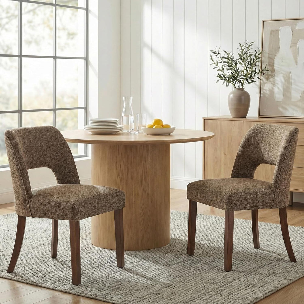 keoni Wooden Dining Chairs Set of 4 with Rubberwood Legs and Open Back