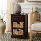 SAFAVIEH Furniture - Carrie 3-Shelf Side Table - Dark Chocolate - Solid Wood - Farmhouse Tiered Design - Ideal for Living Room, Entryway, Home Office, 16"W x 13"D x 26"H - Fully Assembled (AMH5700H)