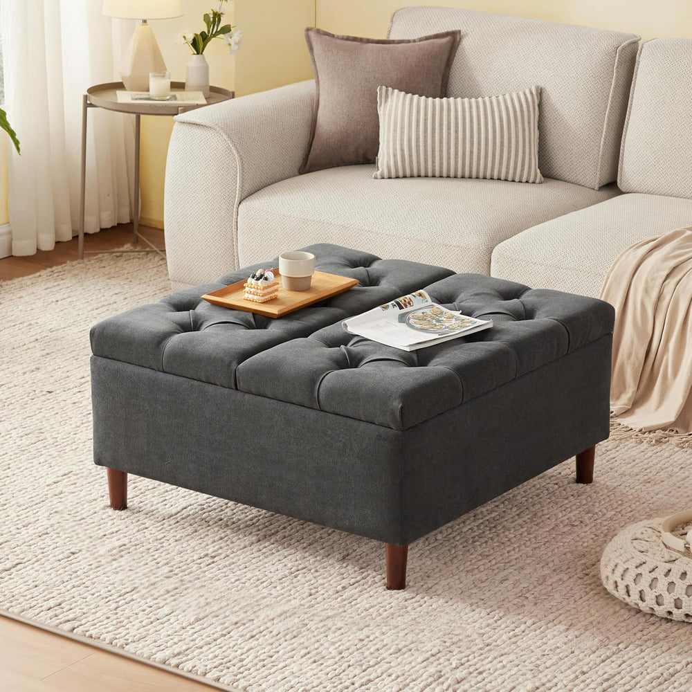 Weture 35" Large Storage Ottoman Coffee Table, Square Ottoman, Dark Grey...