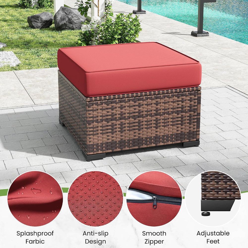 Amopatio 2 Pieces Outdoor Ottoman for Patio, Foot Rest for Couch, All Weather...