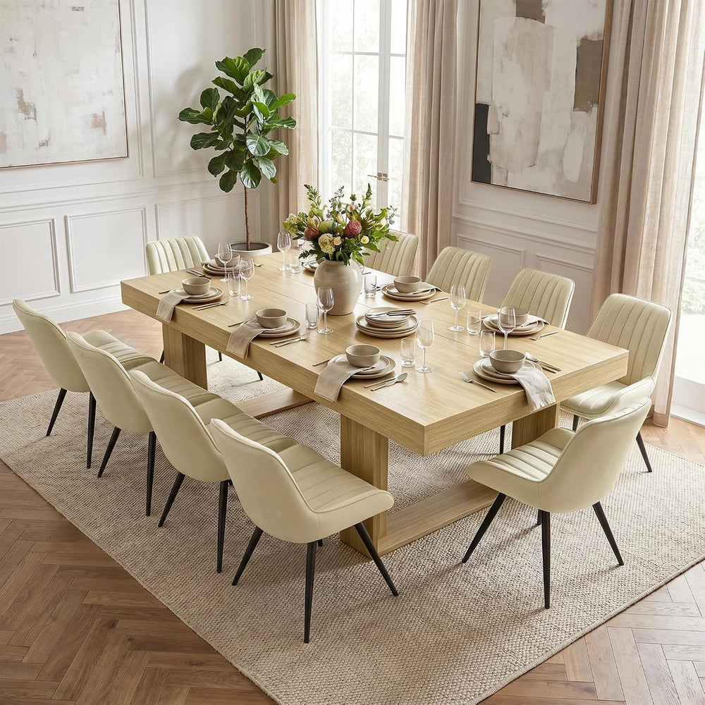 Miereirl 7-Piece Modern Farmhouse Dining Table Set, 86.6" x 47.2" S...