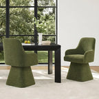 Swivel Dining Chairs Set of 4, Mid Century Modern Chairs Fabric Upholstered Armchair with Armrest & Ergonomic Backrest for Dining Room, Kitchen, Bedroom, Living Room, Green, 4 Boxs