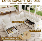 106.7" Sectional Sleeper Sofa with Pull Out Couch, Modern 7 Seat U Shaped Modular Couch, Sectionals Modular Sofa with Storage, Comfy Sectional Couches for Living Room & Apartment, Light Beige