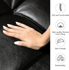 71" Convertible Futon Sofa Bed,Bright Black Faux Leather Futon Couch,Memory Foam Reclining Sleeper Sofa Bed,Modern Folding Small Loveseat Couches for Living Room,Office,Apartment