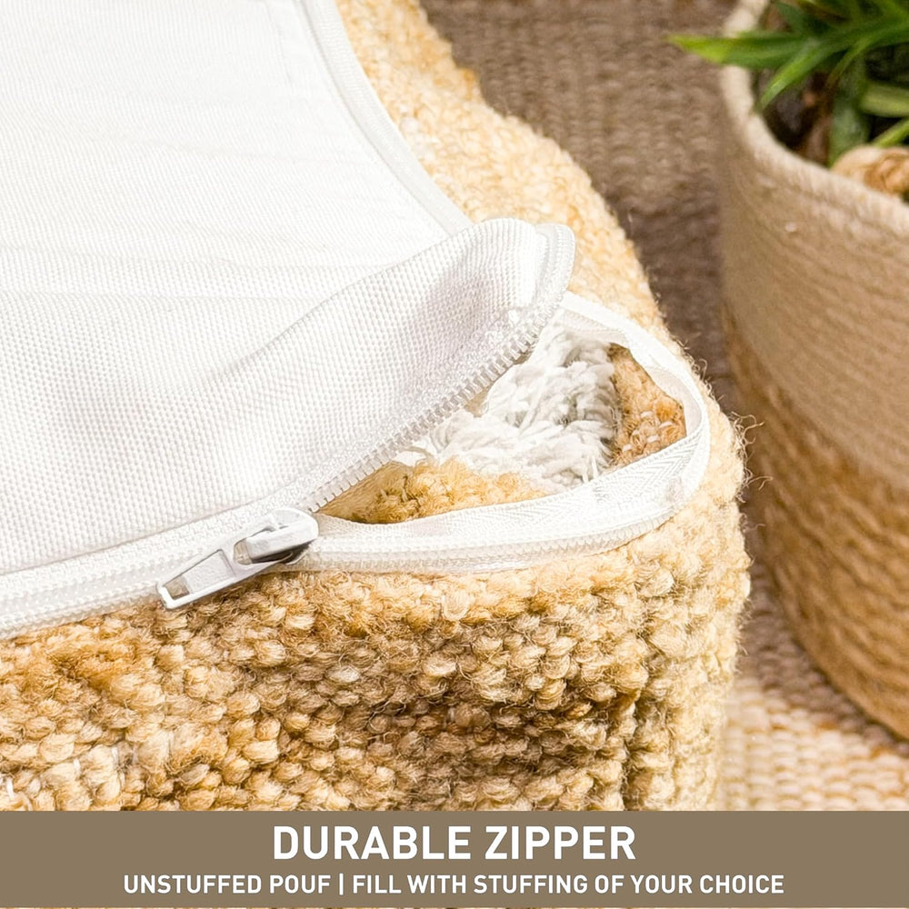 Chardin home Unstuffed Pouf Ottoman Cover, Beige, 16.5x16.5x12.9 Inches | DIY...