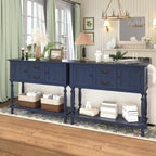 Farmhouse Console Table with Storage, Narrow Entryway Table with 2 Drawers & 2 Door Cabinets, Sofa Table Behind Couch with Shelf for Living Room, Entryway