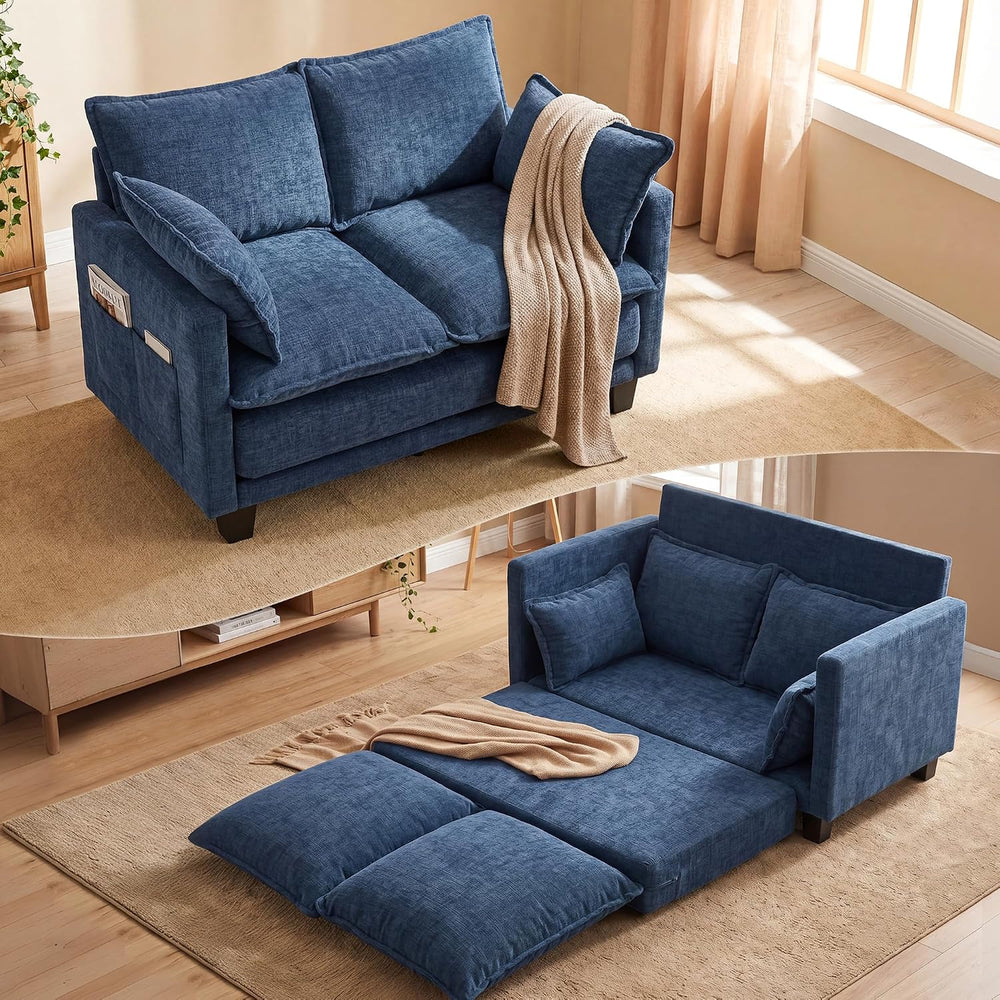 49" Loveseat Sofa Bed, 2 in 1 Convertible Small Sofa Pull Out Couch Bed ...
