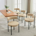 Boucle Dining Chairs Set of 4, Mid Century Modern Dining Room Chairs with Barrel Backrest, Upholstered Beige Kitchen Chairs for Dining Room, Restaurant